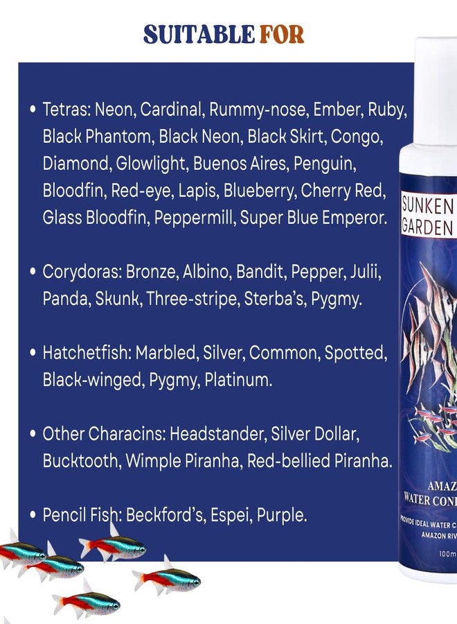 مُعالج مياه أسماك الأمازون من صنكن جاردن | مُخفِّض درجة الحموضة + مُعادل الكلور + مُضاد للطفيليات | مُصمم لجميع أسماك الأمازون مثل أسماك الملائكة والتترا (100 مل) - Image 3